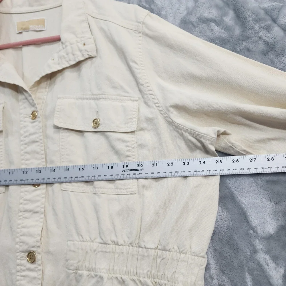 Michael Kors Jacket‎ Womens XL Cream Bone Cotton Anorak Cargo Utility Pockets